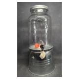 Glass Drink Dispenser W/ Galvanized Stand