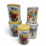 Vtg Tin Canister Sets Nesting Kitchenware