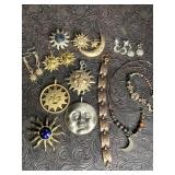 SUN, MOON & STARS FASHION JEWELRY BROOCHES,