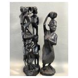 2 Hand Carved Native African Statues , One with