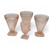 Pink Adam Depression Glass Footed Tumblers