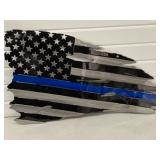 METAL ART THIN BLUE LINE AMERICAN FLAG BY