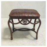 Small Metal & Distressed Faux Leather Stool