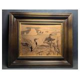 Mid Century Copper Etched Panel Ducks Birds