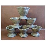 6 NOS Decorative Glazed Pedestal Bowls