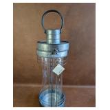 Patio Candle Lantern Glass with Galvanized Frame