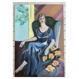 Vintage Lady in Chair 2'x3' Portrait on Canvas