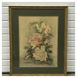 Original Antique Watercolor Roses JBW 1906 TM