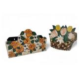 Vtg Hand Painted Metal Decor