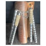 2 PAIR ALUMINUM TWIST NUNCHUCKS IN LEATHER LEG