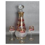 Moser Style Bohemian Czech Cranberry Glass