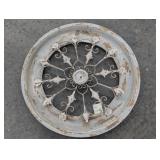 Farmhouse Rustic White Wash Wood and Metal Round