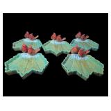 5 Decorative Ceramic Green Maple Leaf w/Perched