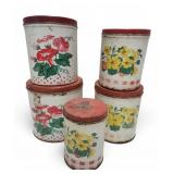 Vtg Tin Canister Sets Nesting Kitchenware