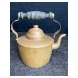 COPPER KETTLE TIN LINNED W/ WOOD HAMDLE