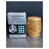 COIN BANKS, WOOD BARREL BANK CORDELL NATIONAL