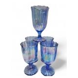 (5) Pioneer Woman Blue Luster Glaze Goblets