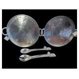 2 Hammered Finish Trays with Rabbit Salad Fork &