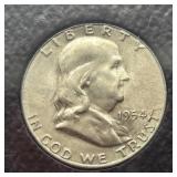 1954 S FRANKLIN SILVER HALF DOLLAR