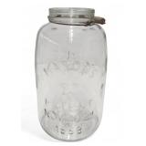 Vtg 3 Gal. Clear Glass Eagle Star Mason Jar