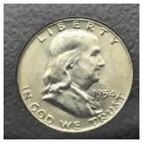 1954 FRANKLIN SILVER HALF DOLLAR
