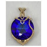 SEMI-PRECIOUS BLUE STONE IN GOLD TONE PENDANT