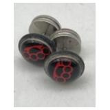 FAUX EAR GAUGES PLUGS EARRINGS W/ BRASS KNUCKLES