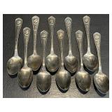 Vintage Set 10 Oneida Silent Movie Star Spoons