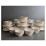 Fleur de Lys Brown Spode Teacups & Saucers