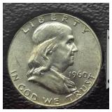 1960 FRANKLIN SILVER HALF DOLLAR