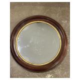 Older Wall Mirror w/ Round Wood Frame / TM