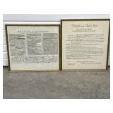 Framed Copies US Declaration & Bill of Rights /