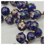 CLOISONNE BEADED NECKLACE & EARRING SET 24"