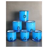 Functional Blue Cased Art Glass Tumblers