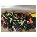 BOX LOT RACHET STRAPS, ROPE, STRAPS, BUNGEE CORDS