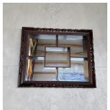 Mid Century Mirrored Wood Wall Mount Shelf