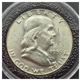 1955 FRANKLIN SILVER HALF DOLLAR