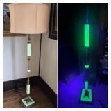 Art Deco Uranium Glass & Brass Floor Lamp TM