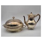 Rockford Silverplate Serving Dish + Coffee Pot