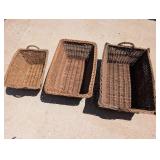 3 Larger Woven Rectangle Baskets