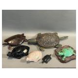 Hand Carved Stone & Wood Turtle Figurines