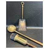 Brass Ladle , Fireplace Shovel & Wisk Broom ,