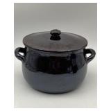 BROWN GLAZED EARTHENWARE POT BEAN POT