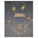 Silvertone Filigree Victorian Revival Demi Parure