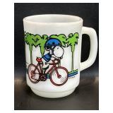 Vintage Snoopy Pedal Power Bicycle Mug Cup Milk