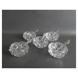 Lot of Cut Glass Salt Cellars W/ Sterling Spoons