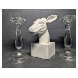Creative Co-Op Ceramic Deer Head Vase Candle