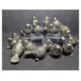 19 Silver Painted Resin Shelf Sitting Bird
