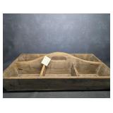 6 Compartment Wood Caddy with Center Handle