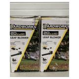 2 YARDWORKS 20 VOLT LEAF BLOWERS ONE NOS & ONE